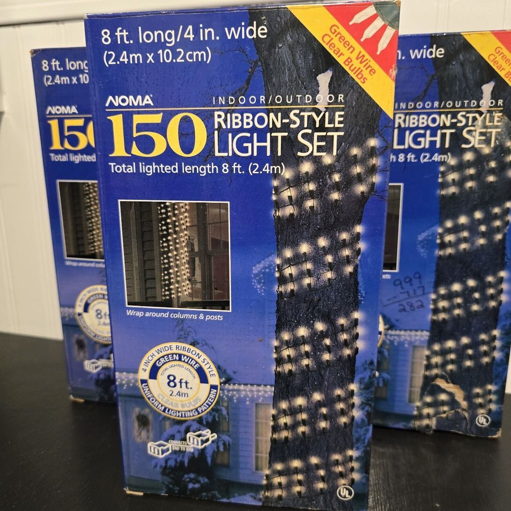 3 NIB Clear‎ 150 Light Sets Indoor/Outdoor Ribbon Style Tree Lights